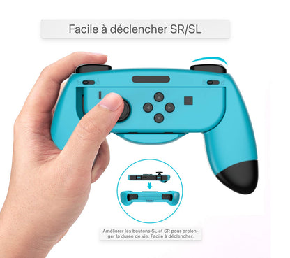 Support de poignée Compatible avec Nintendo Switch/OLED Joy Con Controller XL Large Hand Grip Holder Accessories avec Joystick Protection Caps, Rouge-Bleu