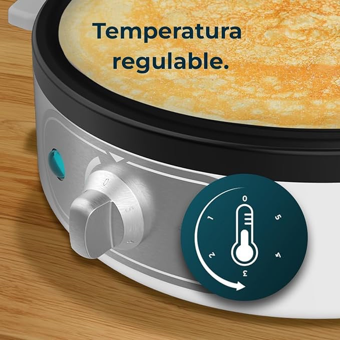Crêpière, 1200W de Puissance, Revêtement Antiadhésif, Rouleau d'Espacement et Spatule neuf