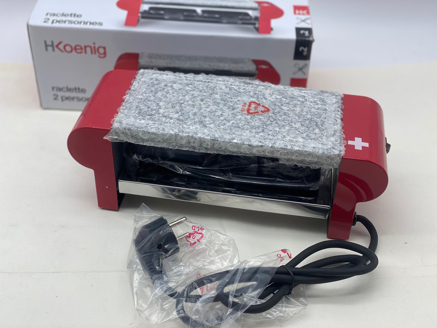 Raclette 2 personnes et plaque de granit - Température réglable - Puissance : 350 W neuve