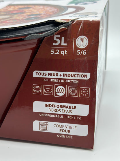 SITRAM Cocotte induction fonte émaillée recyclée ronde 5 L bleu/rouge 25 x 12 cm neuve