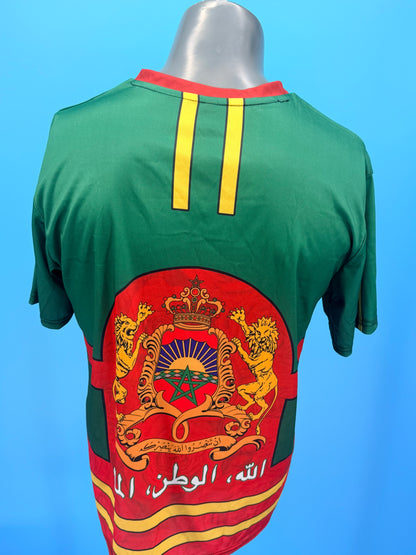 T-shirt de football marocain imprimé en 3D pour hommes, vêtements de sport marocains, t-shirt à col en V, manches courtes