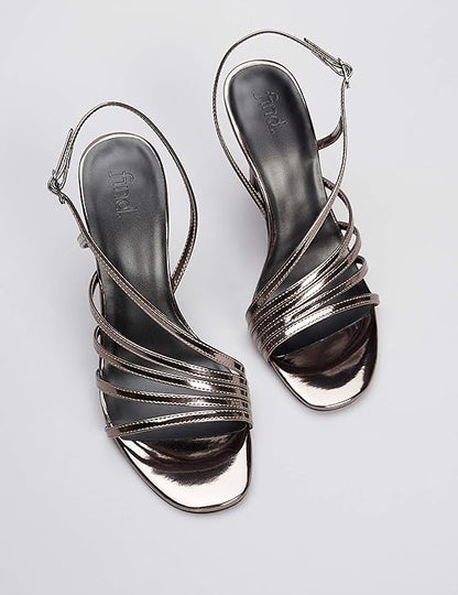 FIND Assymetric Embellished Sandal Bout Ouvert, Noir (Black), 39 EU - Amazon Vine