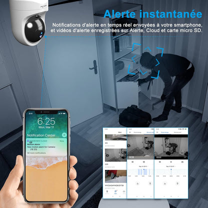 Caméra de surveillance wansview intérieure, caméra IP WLAN 2K pour bébé, animal de compagnie avec zone de confidentialité, audio bidirectionnel, WiFi 2,4 GHz, compatible avec Alexa Q6