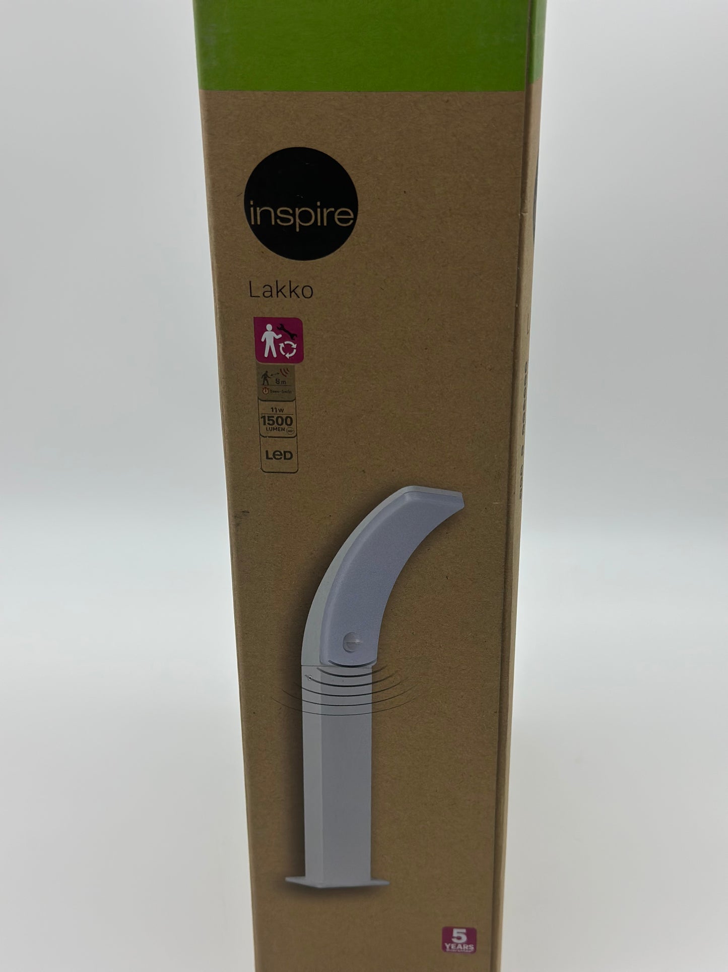Borne extérieure Led à détection Lakko, 1500 Lumens, blanc INSPIRE