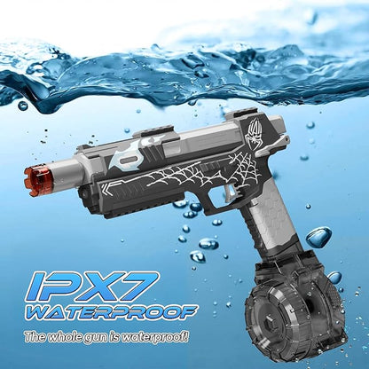Pistolet à Eau Électrique pour Adultes et Enfants, Pistolet Automatique Grande Portée 8 M LED, Grande Capacité Étanche IP7 (Noir