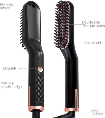 Lisseur à Barbe pour Hommes, Brosse Lissante pour Cheveux, Brosse Lisseur à Barbe Electrique Lisseur Professionnel 3 en 1 pour Hommes et Femmes à la Maison et en Voyage