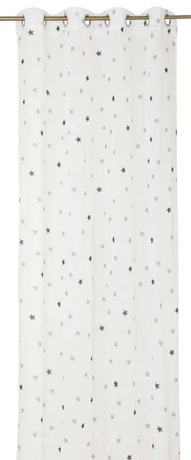 Voilage tamisant, Stars bleu et blanc l.135 x H.260 cm