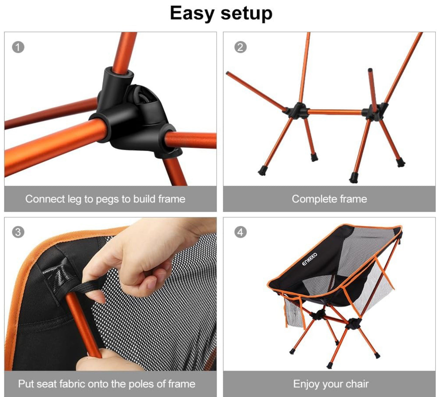 ENKEEO Chaise de Camping Pliable Chaise Camping Ultra-Légères Portatives avec Le Sac de Transport (1,2 kg) neuf