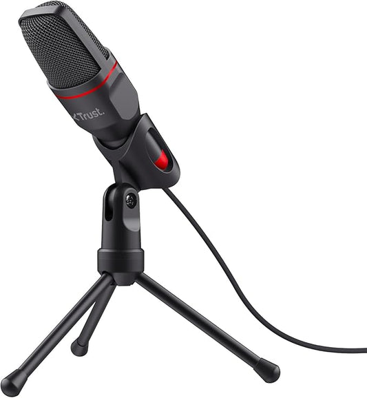 Trust Gaming GXT 212 Mico Microphone USB (Micro PC avec Connexions 3,5 mm et USB, Câble de 1,80 m, sur Trépied) Noir