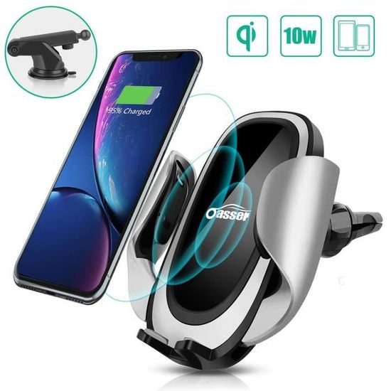 Oasser Chargeur Sans Fil de Voiture 10 W Chargeur à Induction de Voiture pour IPhone XS Max/XS/XR/X, IPhone 8/8 Plus, Nexus 7/6/5,