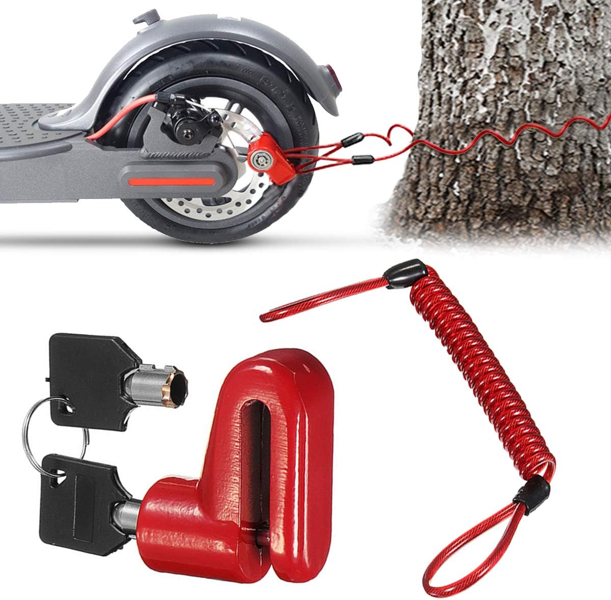 Serrure de Frein à Disque,Verrou de Frein à Disque en Fil d'acier pour Xiaomi M365 Trottinette électrique,Scooter Électrique Anti-Vol De Fil d'acier Antivol Disque Freins,Scooter Antivol sécurité