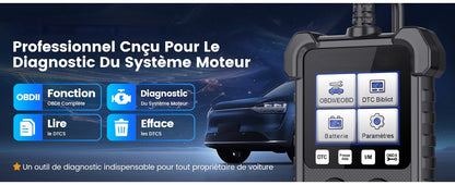 Scanner Lecteur Code Voiture EOBD avec Fonctions OBD2 complètes Vérifier l'outil Diagnostic neuf
