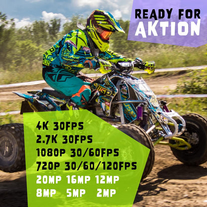 Exprotrek Action Camera 4K 30fps Ultra HD, Caméra d'action 40 m 100 Pieds étanche WiFi Ultra Grand Angle 170°, télécommande, 2 Batteries et kit d'accessoires pour Casque
