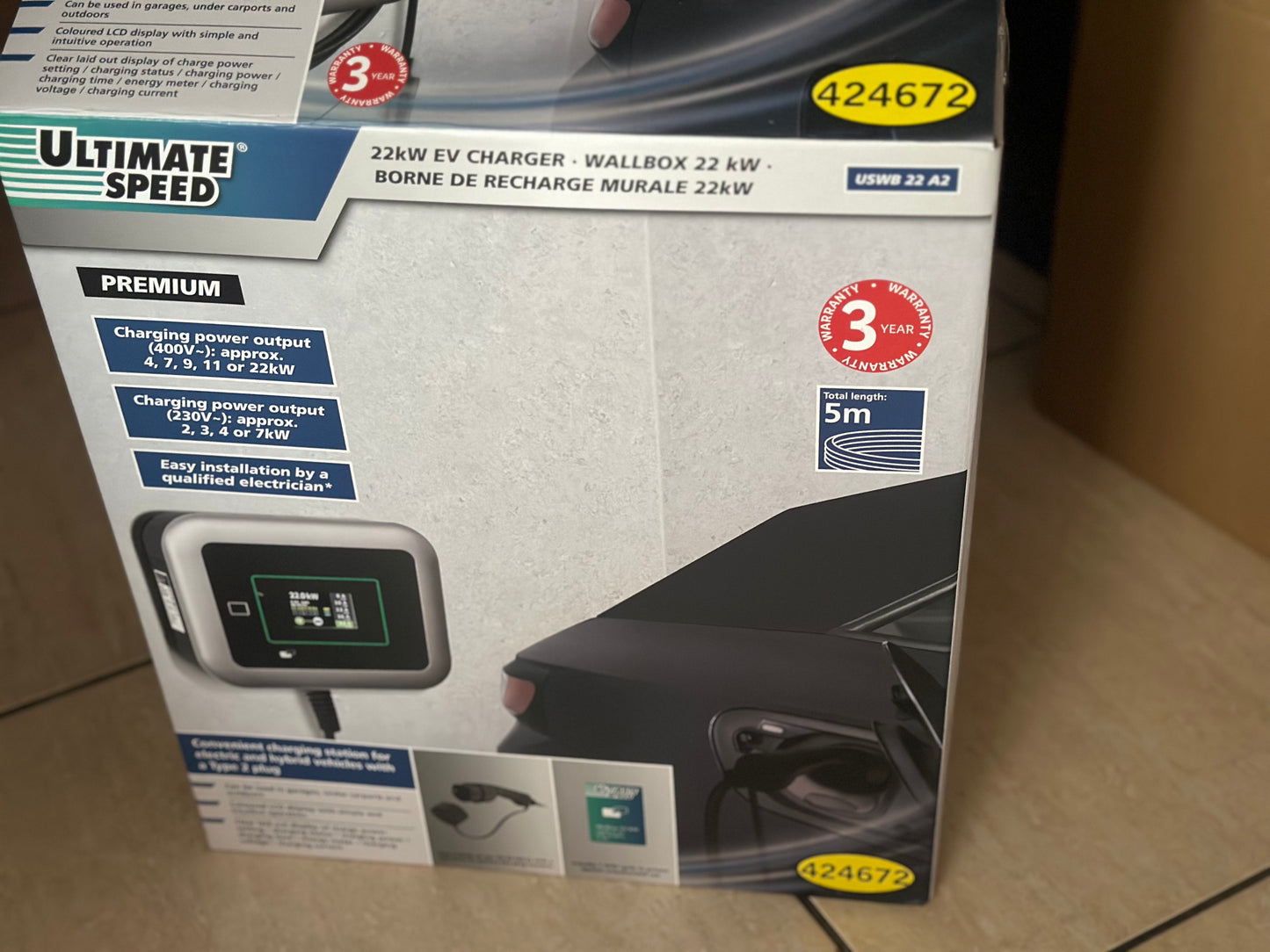 ULTIMATE SPEED Borne de recharge murale, 22 kW (3ph) neuve