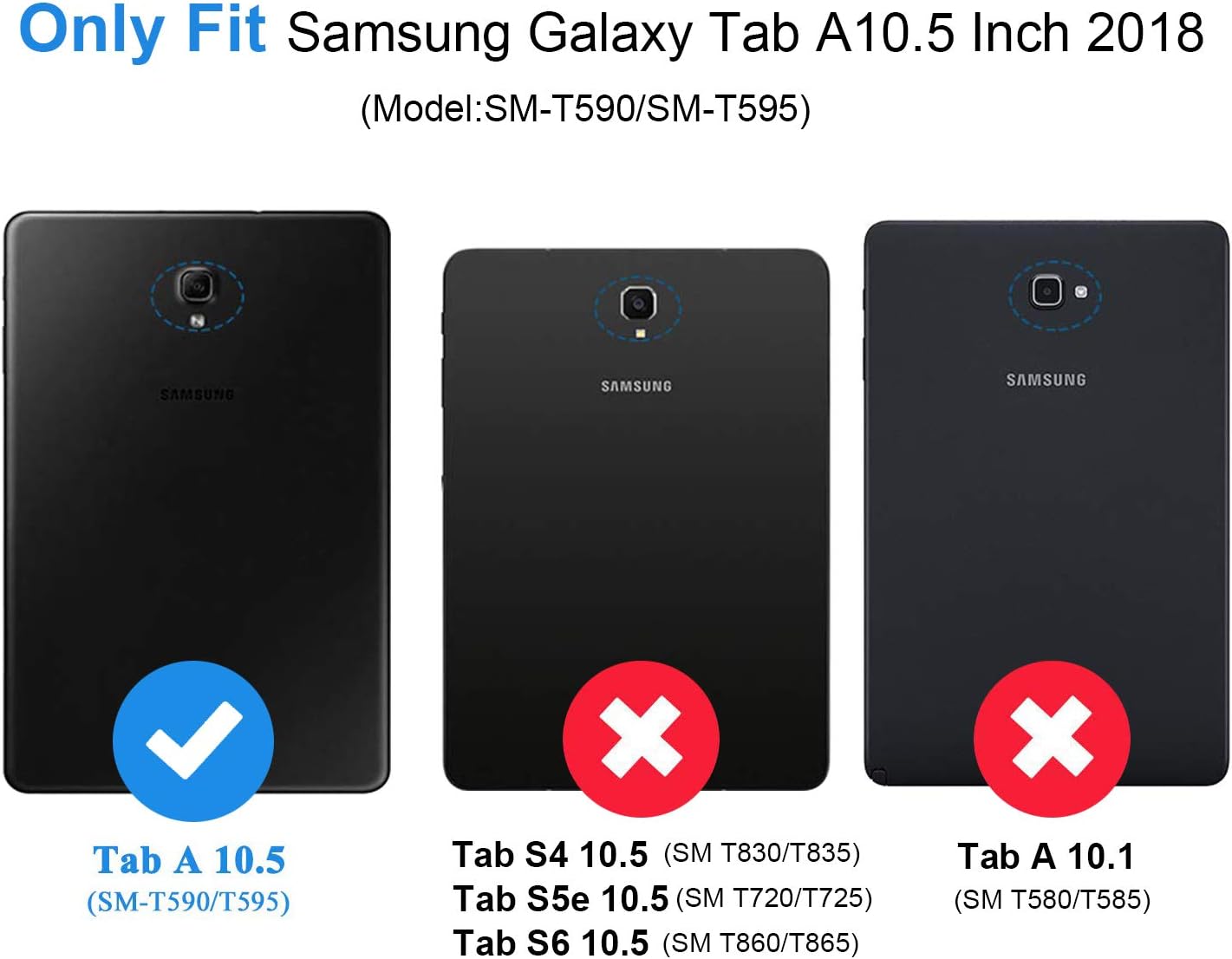 Coque Antichoc pour Samsung Galaxy Tab A 10.5" SM-T595/T590, Étui Armure Robuste avec Support Rotatif, Dragonne et Bandoulière, Protection Housse pour Galaxy Tab A T590/T595, 10.5 Pouces, Noir