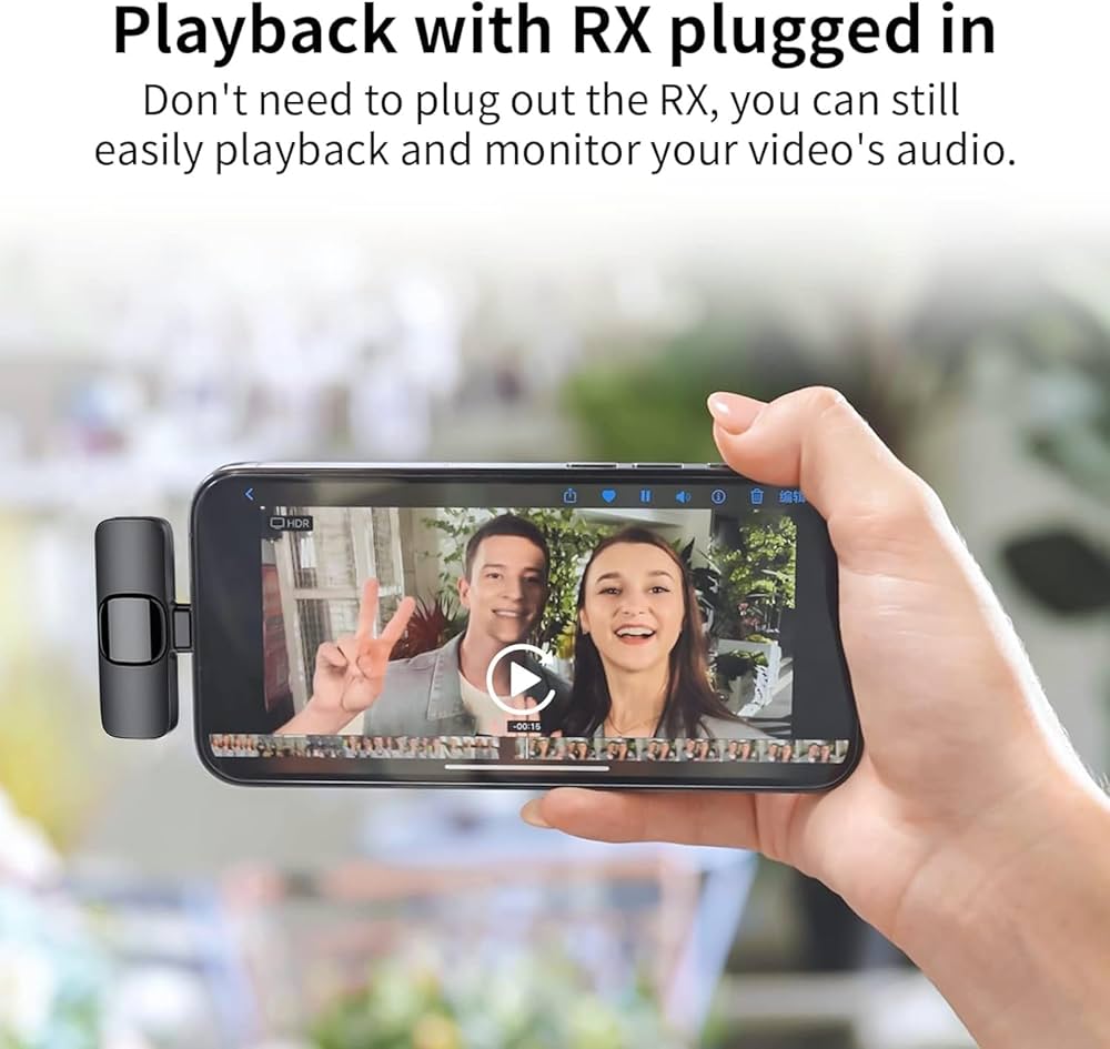 Microphones sans Fil pour Android, Microphone Bluetooth à Clipser sans Fil, Mini Microphone Cravate pour Enregistrement vidéo, Diffusion en Direct, Vlog, Youtube, TikTok (2 micros
