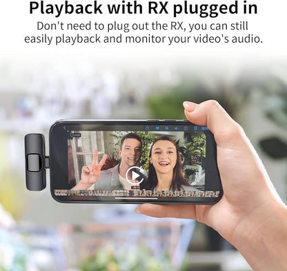 Microphones sans Fil pour Android, Microphone Bluetooth à Clipser sans Fil, Mini Microphone Cravate pour Enregistrement vidéo, Diffusion en Direct, Vlog, Youtube, TikTok (2 micros