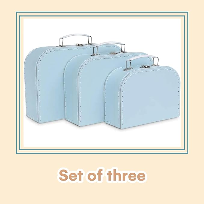 Valises , Lot de 3 - Boîtes Cadeaux emboîtables, Bleu Pastel neuves