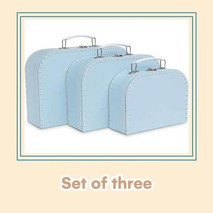 Valises , Lot de 3 - Boîtes Cadeaux emboîtables, Bleu Pastel neuves
