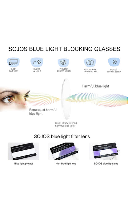 SOJOS Lunettes Anti-Lumière Bleue Oeil De Chat Branchée métal Pour Femmes She Young