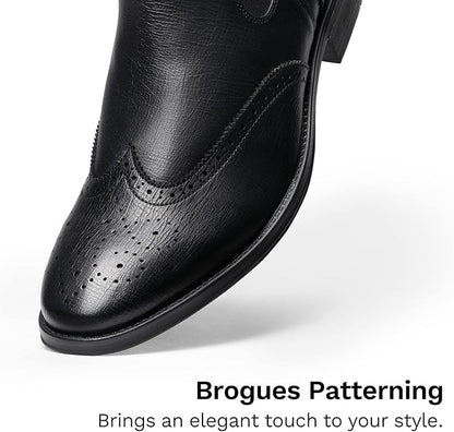 Bruno Marc Men Chelsea Boots Brogue en cuir Bottes de cheville Bottes Slip Boots