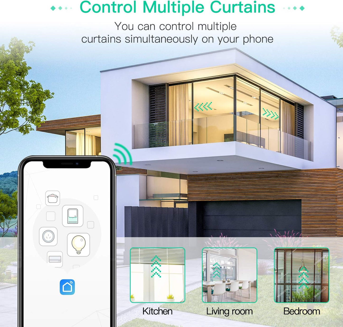 Interrupteur Volet Roulant Connecté WiFi, Intelligent avec Ecran Tactile (Alexa,Google) app smart