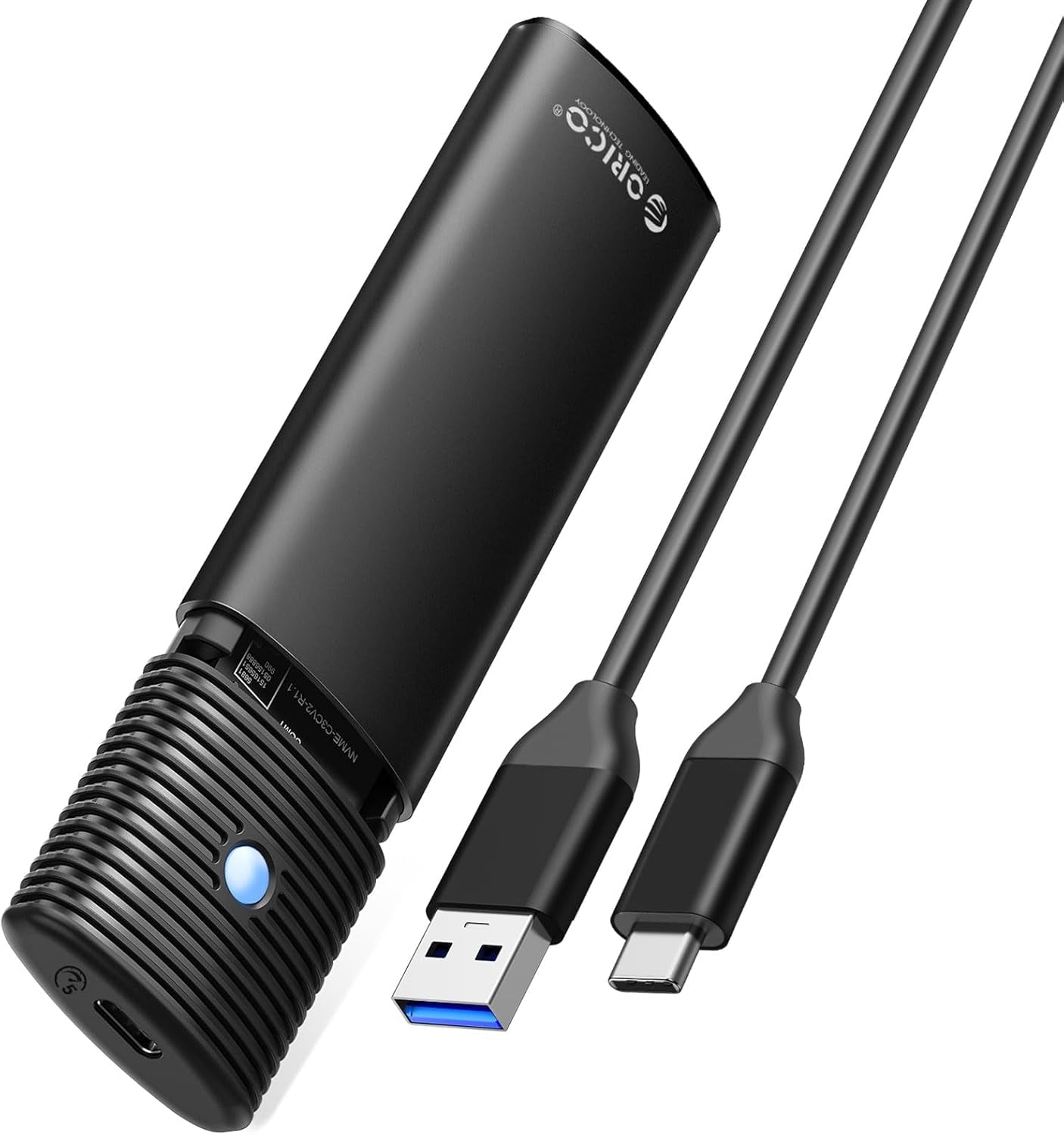 ORICO Boîtier SSD M.2 SATA, Aluminium Adaptateur USB C 5Gbps sans Outil(Pas pour NVMe), Lecteur USB 3.2 M.2 NGFF SATA pour 4TB 2230/2242 /2260/2280 Basé sur SATA B-Key/B+M-Key SSDs- PWM2-BK