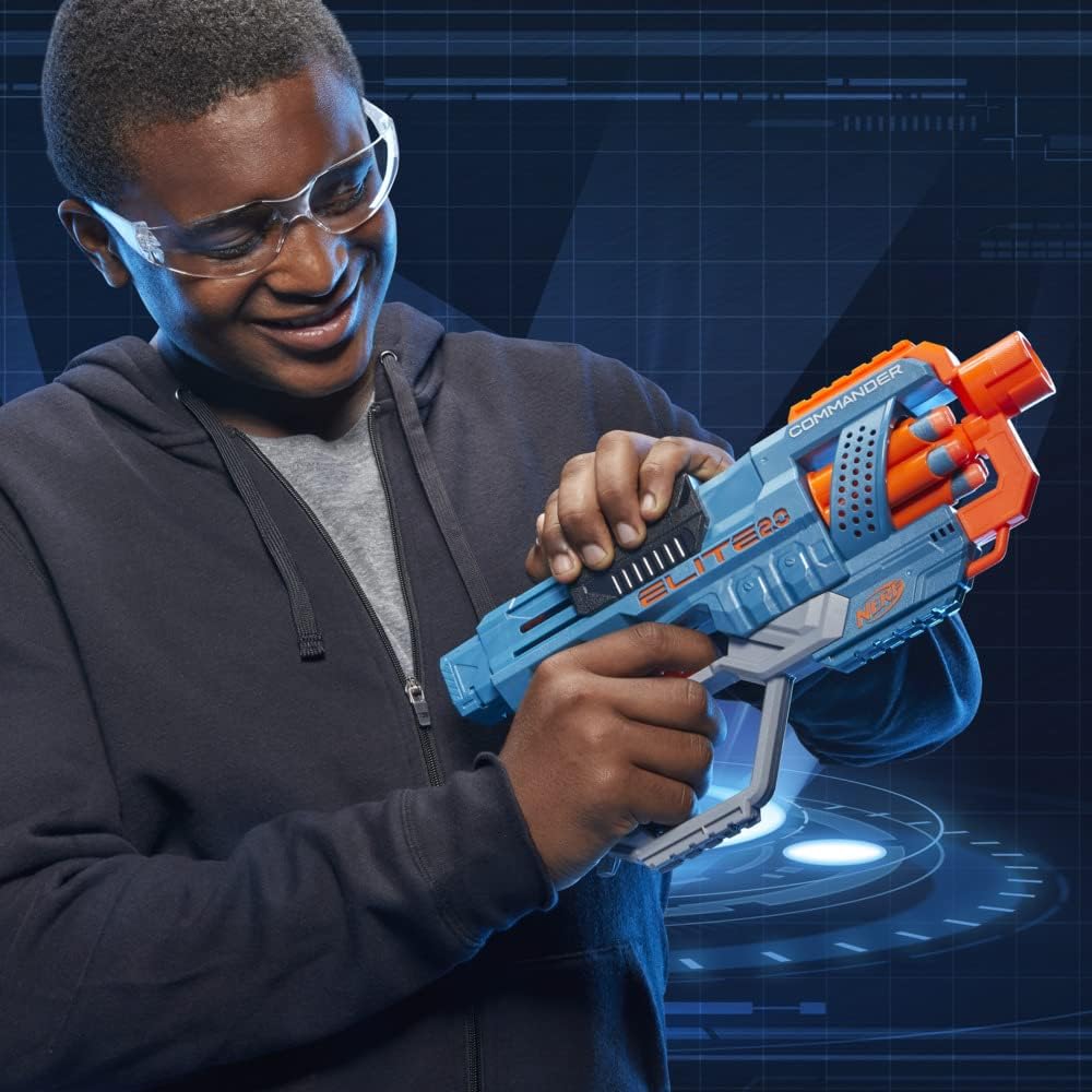 Nerf, Blaster Commander RC-6, 12 fléchettes Nerf Elite, barillet Rotatif 6 fléchettes, neuf