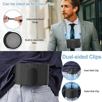 Ventilateur de CEINTURE, 9000mAh Rechargeable avec recharge USB, à 4 Vitesses neuve