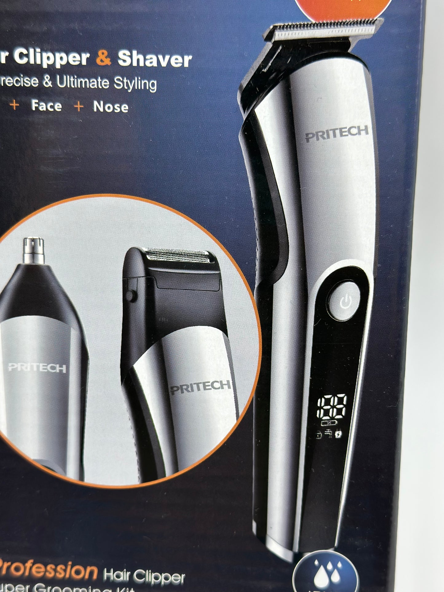PRITECH Tondeuses à Cheveux pour Hommes, Tondeuse à Nez, Micro Rasoirs 3 en 1 Kit de Soins pour Hommes sans Fil et Rechargeable, Tondeuse à Cheveux Électrique avec Écran LED et Tête de Coupe T, IPX6