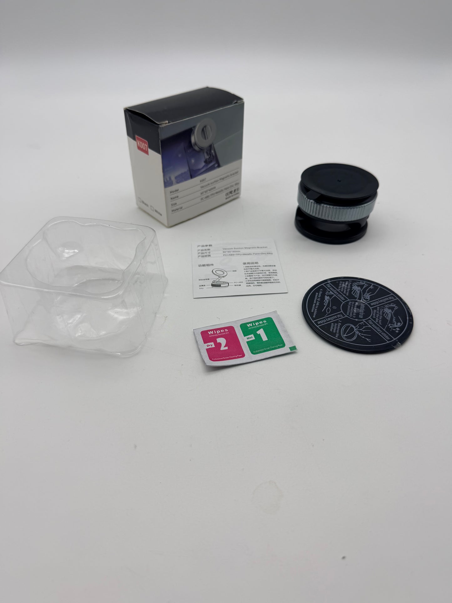 Support de téléphone, support de téléphone magnétique sous vide réglable à 360° Shopellox, support de téléphone mains libres pliable et rétractable pour maquillage/gymnase/miroir, adapté à tous les smartphones (noir)