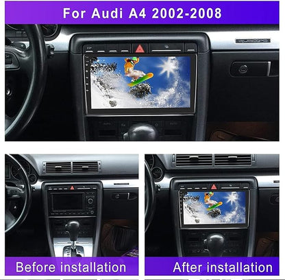 CAMECHO 1+32G Android 13 Autoraido pour Audi A4/S4/RS4 (2002-2007) Seat Exeo (2008-2012), 2Din 9 Pouces Écran avec Bluetooth Mirror Link WiFi FM/RDS Radio EQ Caméra de Recul