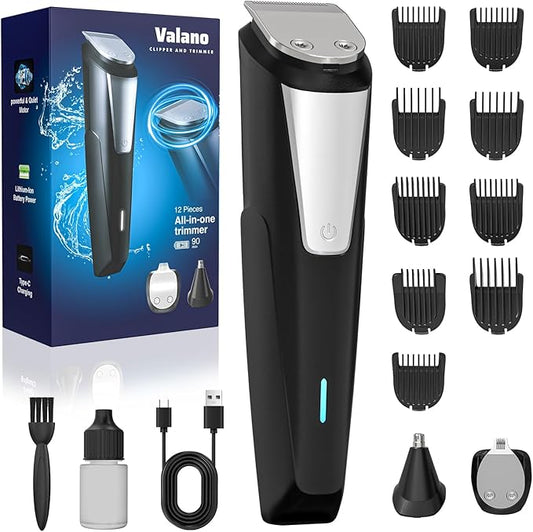 Tondeuse Cheveux Hommes, Tondeuse Barbe Homme Charge USB, Tondeuse à Nez, Tondeuse Cheveux Professionnelle de Précision Kit 3 en 1 avec 9 Accessoires de 1 à 16 mm