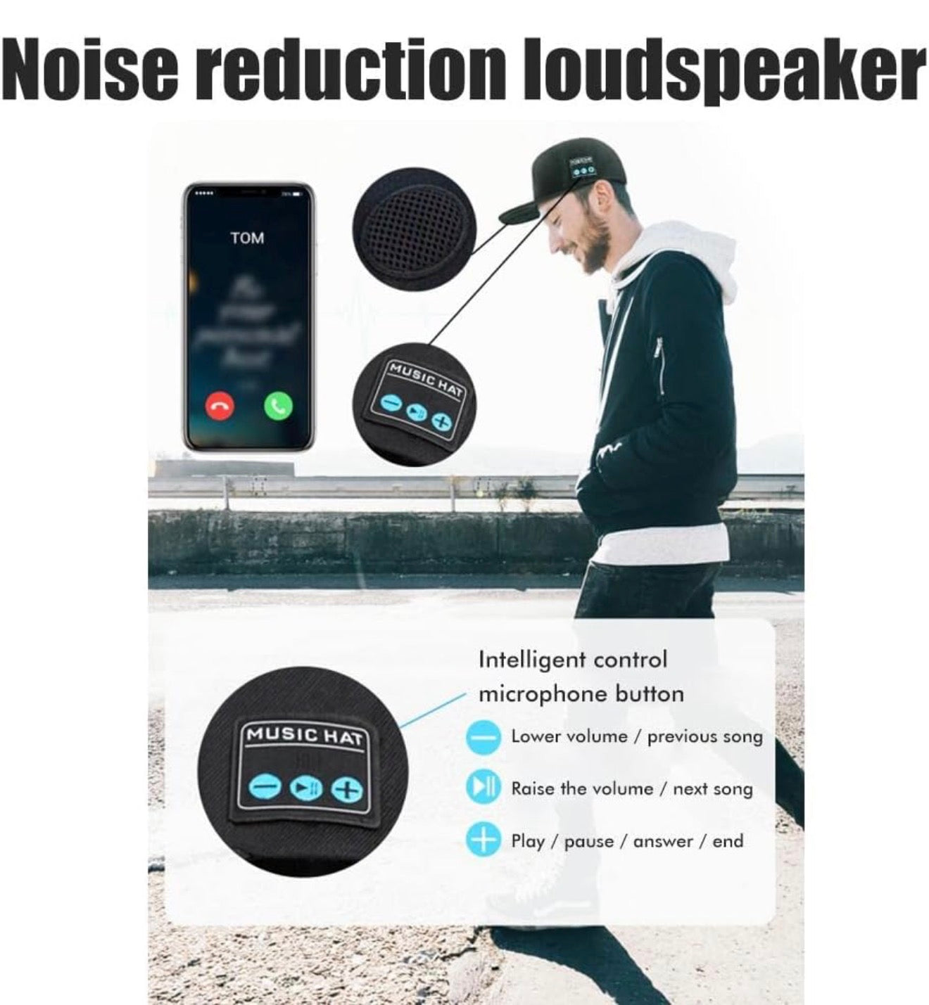 Casquette de Musique avec Haut-Parleur Bluetooth, Chapeau Bluetooth réglable avec Haut-Parleur Intelligent sans Fil Bluetooth 5.0, Casquette de Baseball Street Sports