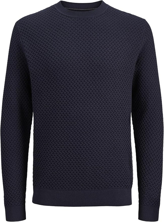 JACK & JONES Jprblubarkley Knit Crew Neck Ch, Bleu Nuit, M Homme