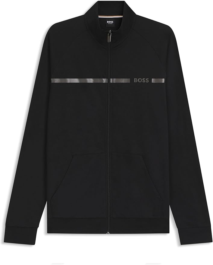 BOSS Hommes Authentic Jacket Z Veste en molleton de coton à rayure et logo