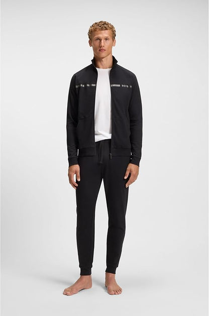 BOSS Hommes Authentic Jacket Z Veste en molleton de coton à rayure et logo
