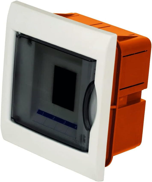 Electraline Coffret Encastrable avec Porte, 4 Modules, Jaune/Blanc