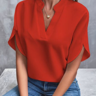 Blouse "Silk-Mist" en Mousseline – Col en V & Coupe Fluide Élégante