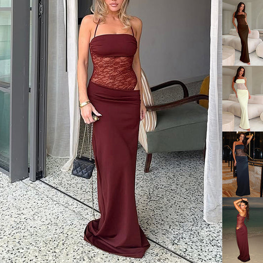 Robe Longue "Satin Night" – Dos Nu Croisé & Fente Latérale