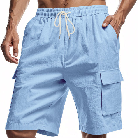 Short Cargo "Horizon-Lin" – Taille Élastique, Cordon de Serrage & Poches Latérales