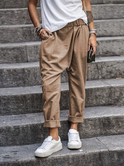 Pantalon "Comfy-Chic" à Taille Élastique – Coupe Droite & Matière Fluide