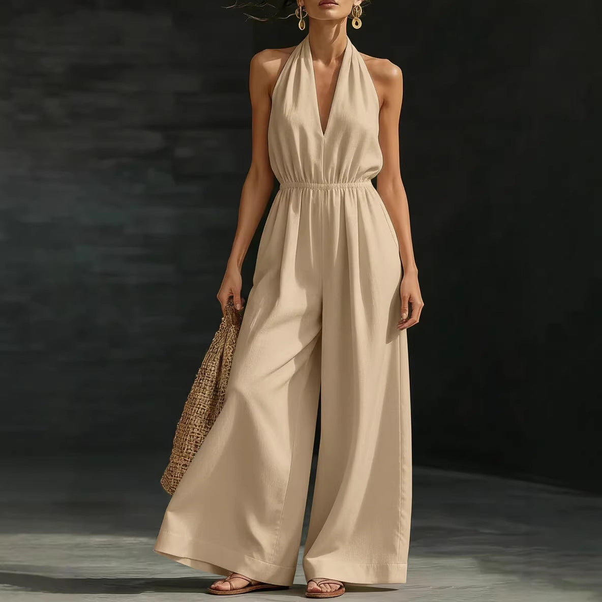 Combinaison "Night-Star" – Col en V Profond, Taille Haute & Jambes Fluides