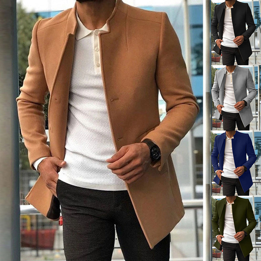Manteau mince pour hommes à simple boutonnage de couleur unie Vestes d'affaires Automne et hiver