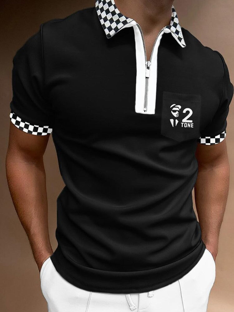 Polo "Club-Stripes" – T-shirt à Revers Imprimé & Maille Respirante