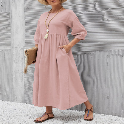 Robe "Everyday-Pocket" – Coupe A-Line, Col Rond & Confort Absolu