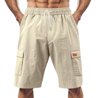 Short Cargo "Horizon-Lin" – Taille Élastique, Cordon de Serrage & Poches Latérales