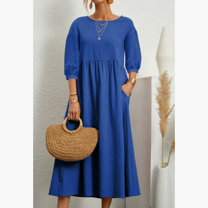 Robe "Everyday-Pocket" – Coupe A-Line, Col Rond & Confort Absolu