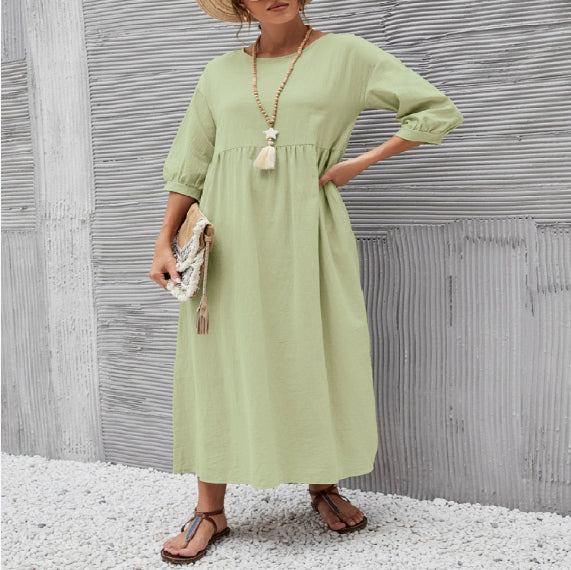 Robe "Everyday-Pocket" – Coupe A-Line, Col Rond & Confort Absolu