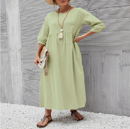 Robe "Everyday-Pocket" – Coupe A-Line, Col Rond & Confort Absolu